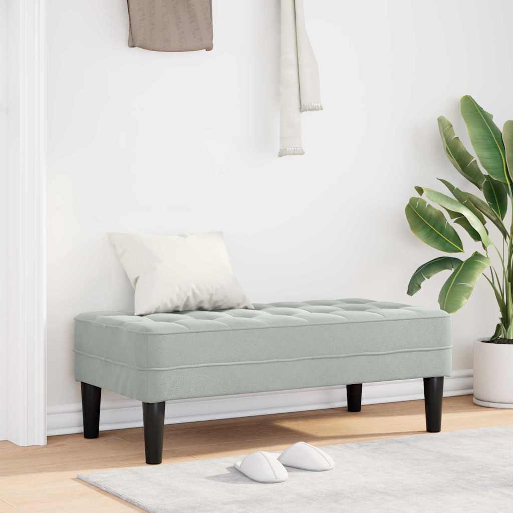 Bench with Cushion Light Grey 113 x 57 x 39 cm Velvet