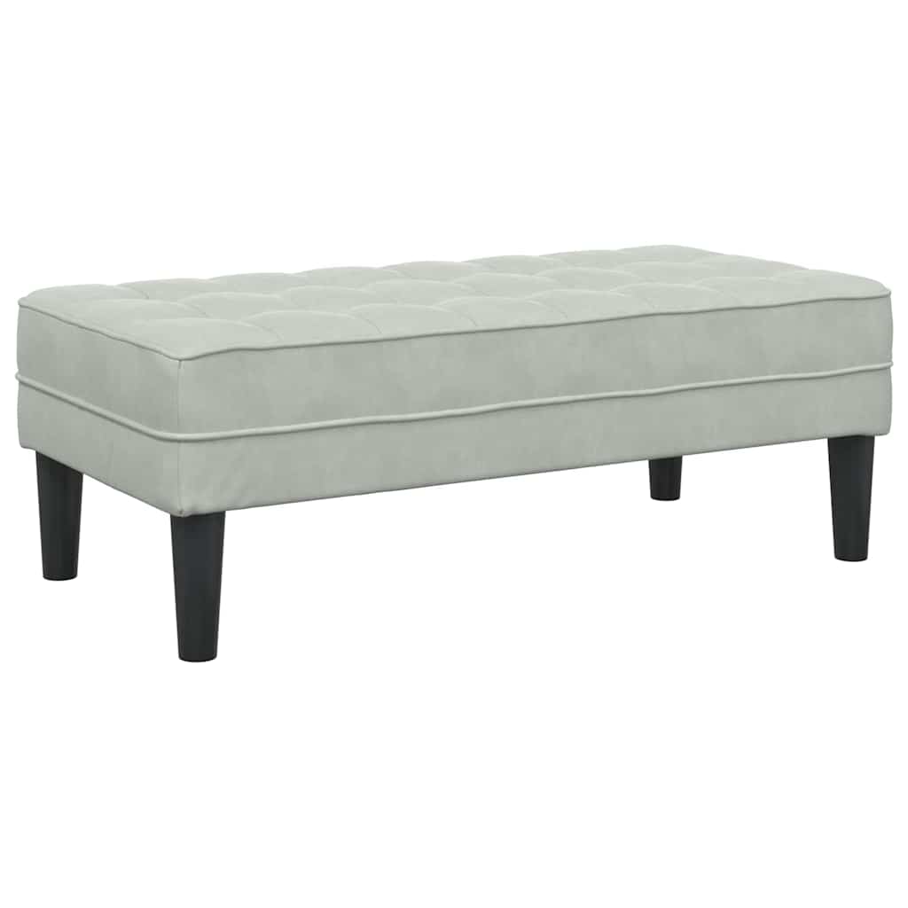 Bench with Cushion Light Grey 113 x 57 x 39 cm Velvet