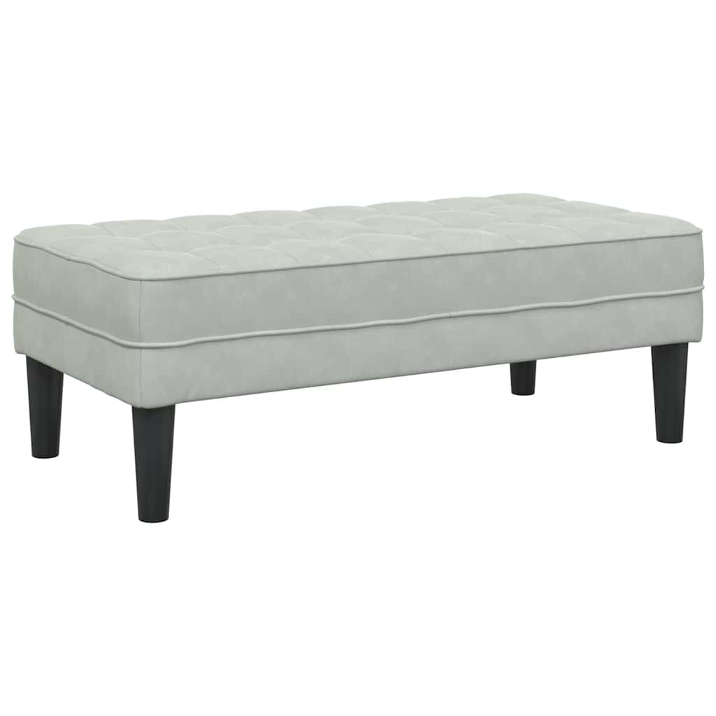 Bench with Cushion Light Grey 113 x 57 x 39 cm Velvet