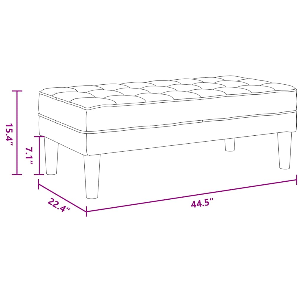Bench with Cushion Light Grey 113 x 57 x 39 cm Velvet