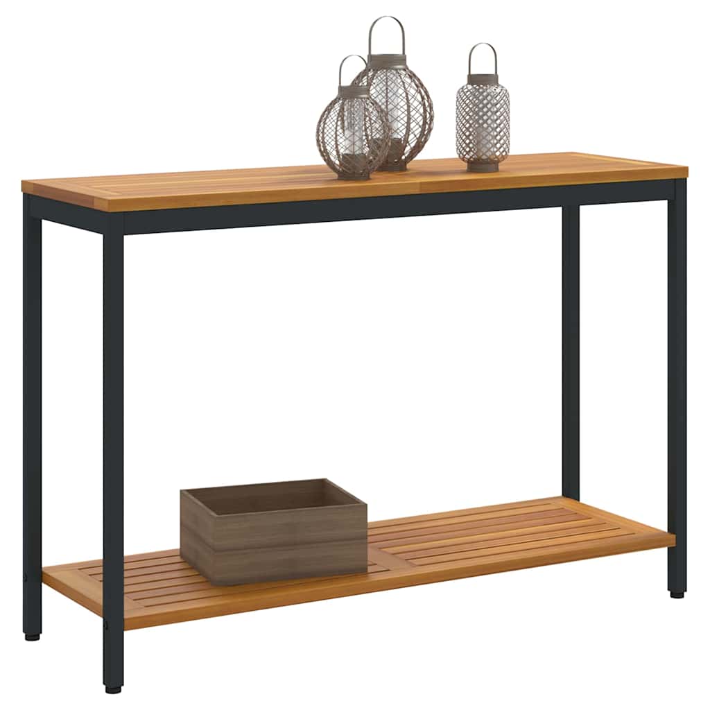 Outdoor Table with Storage Natural and Black 110 x 35 x 75 cm