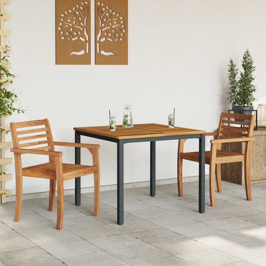 Outdoor Table Natural and Black 90 x 90 x 75 cm