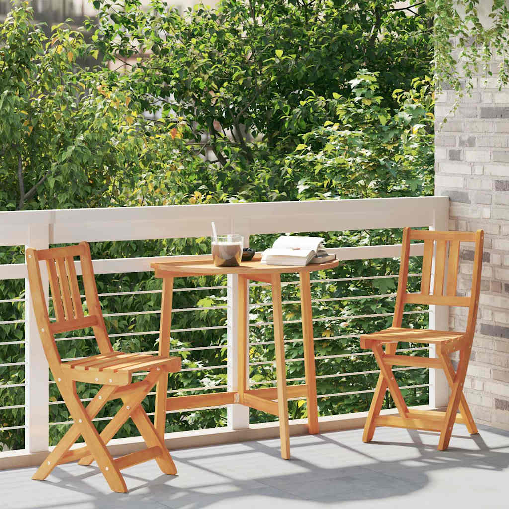 Garden Chair Folding 2 pcs Oil Natural 40 x 42 x 85 cm