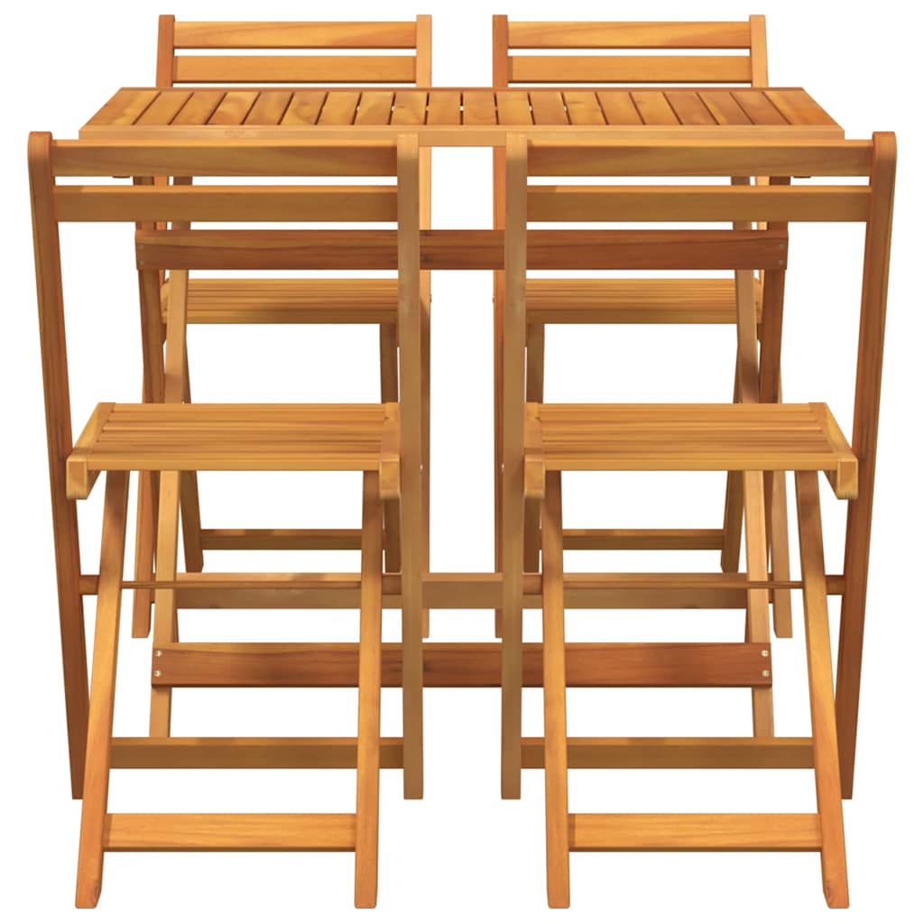 Bistro Set Folding 5 pcs Oil Natural Solid Acacia Wood