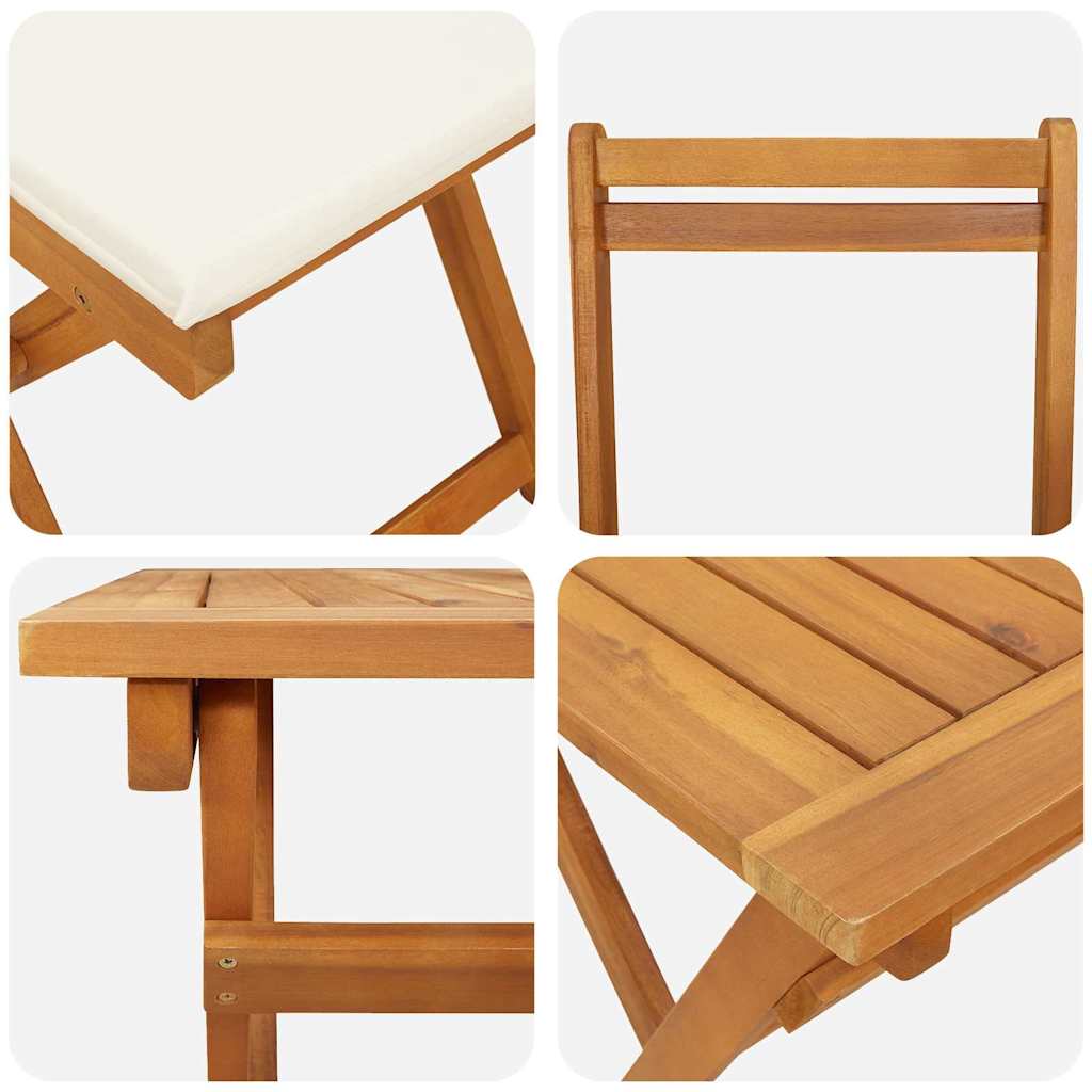 Bistro Set with Cushion 5 pcs Oil Natural Solid Acacia Wood