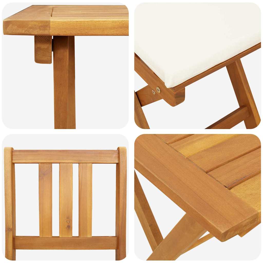 Bistro Set with Cushion 3 pcs Oil Natural Solid Acacia Wood