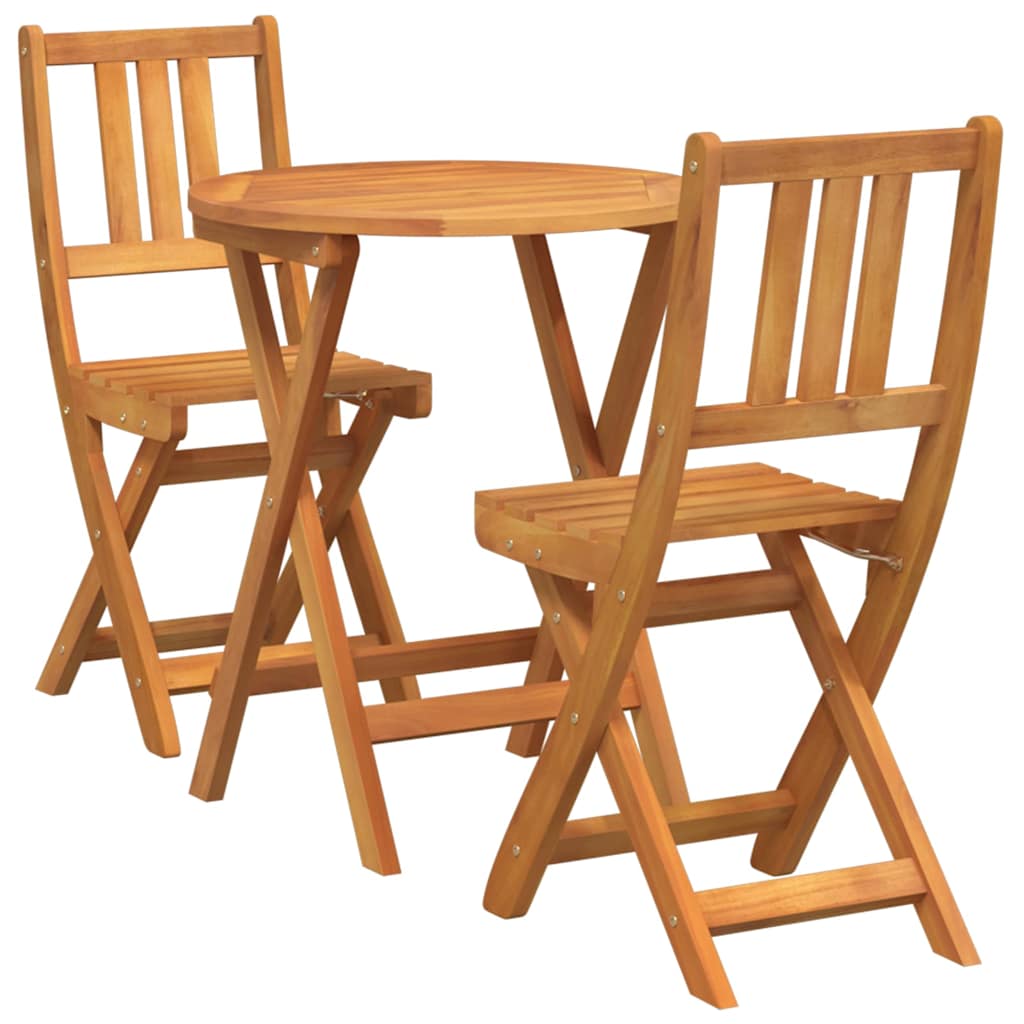 Bistro Set Folding 3 pcs Oil Natural Solid Acacia Wood