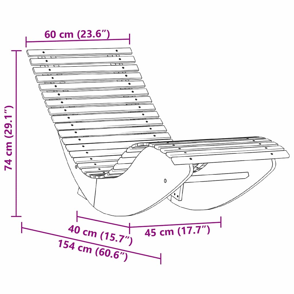 Lounger 2-person 2 pcs Brown 154 x 60 x 74 cm Solid Acacia Wood