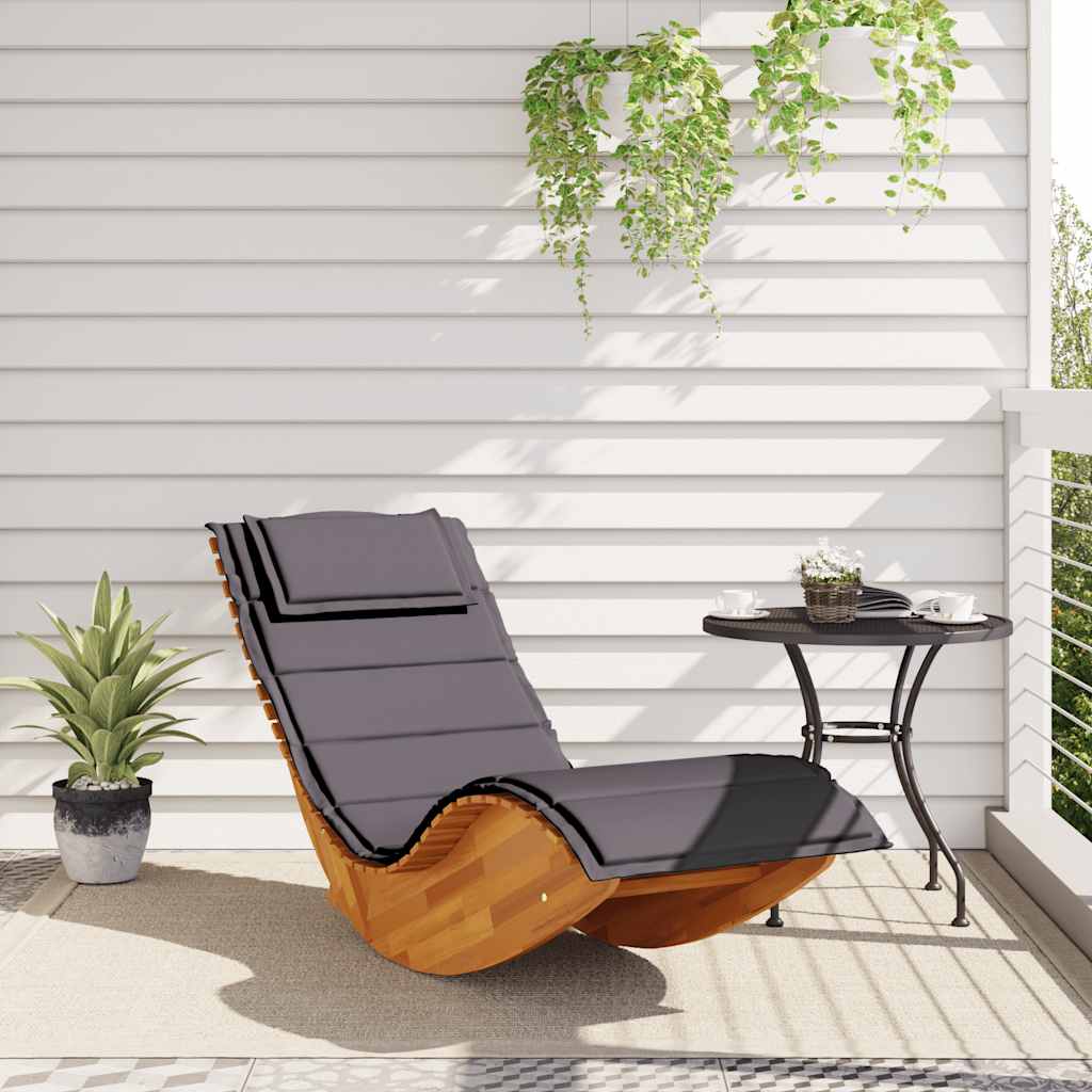 Rocking Sun Lounger with Cushion Solid Wood Acacia