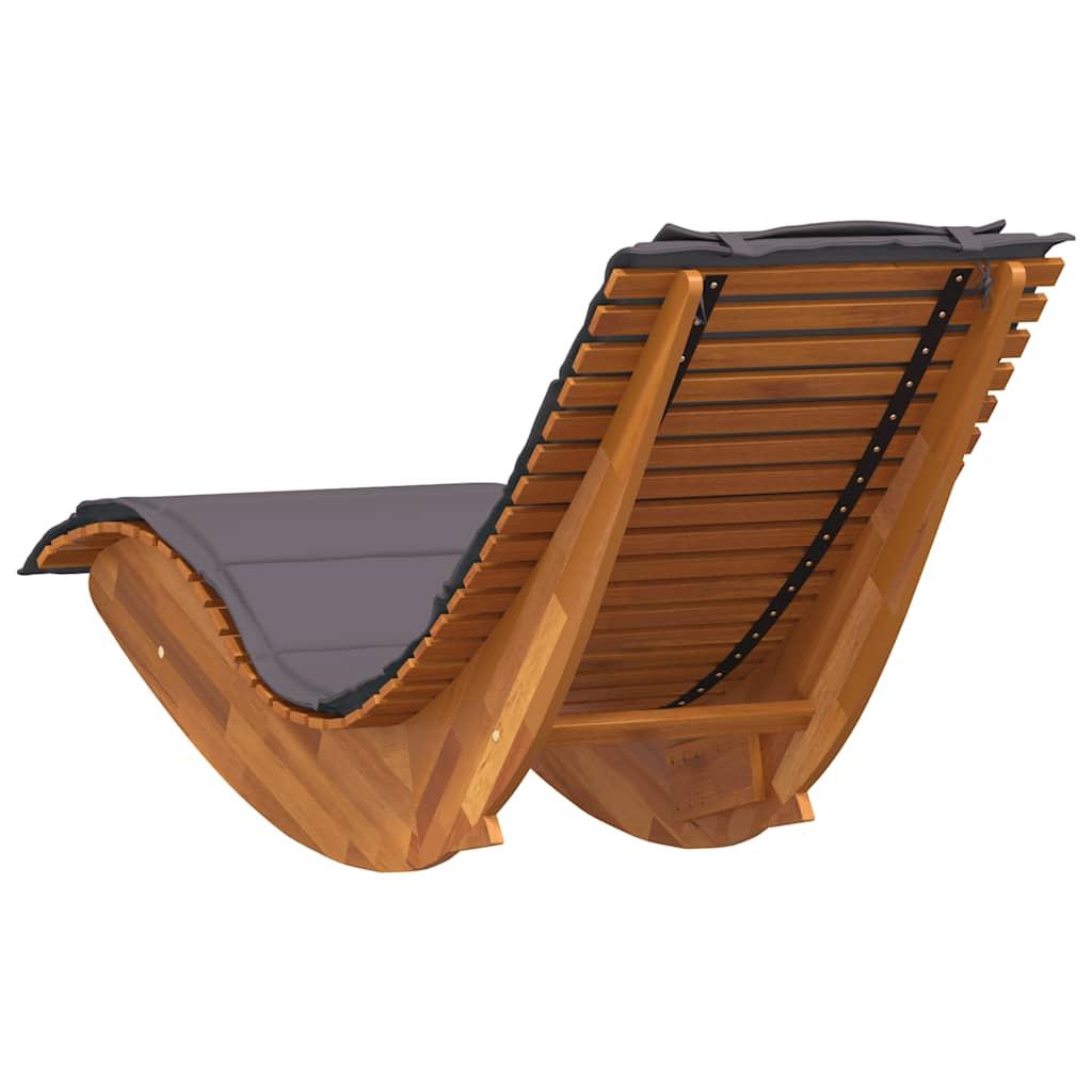 Rocking Sun Lounger with Cushion Solid Wood Acacia