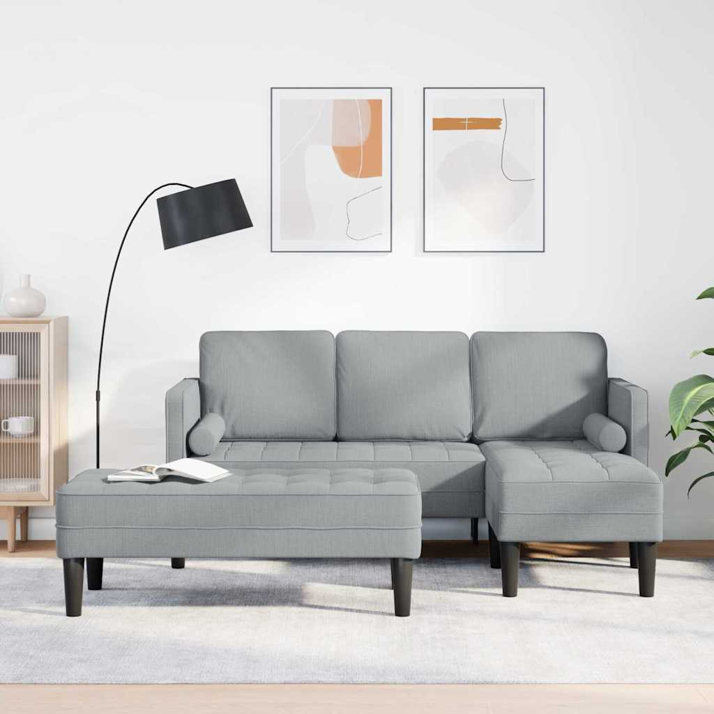 Sofa Set 2 pcs Light Grey 173 x 131 x 67 cm Fabric