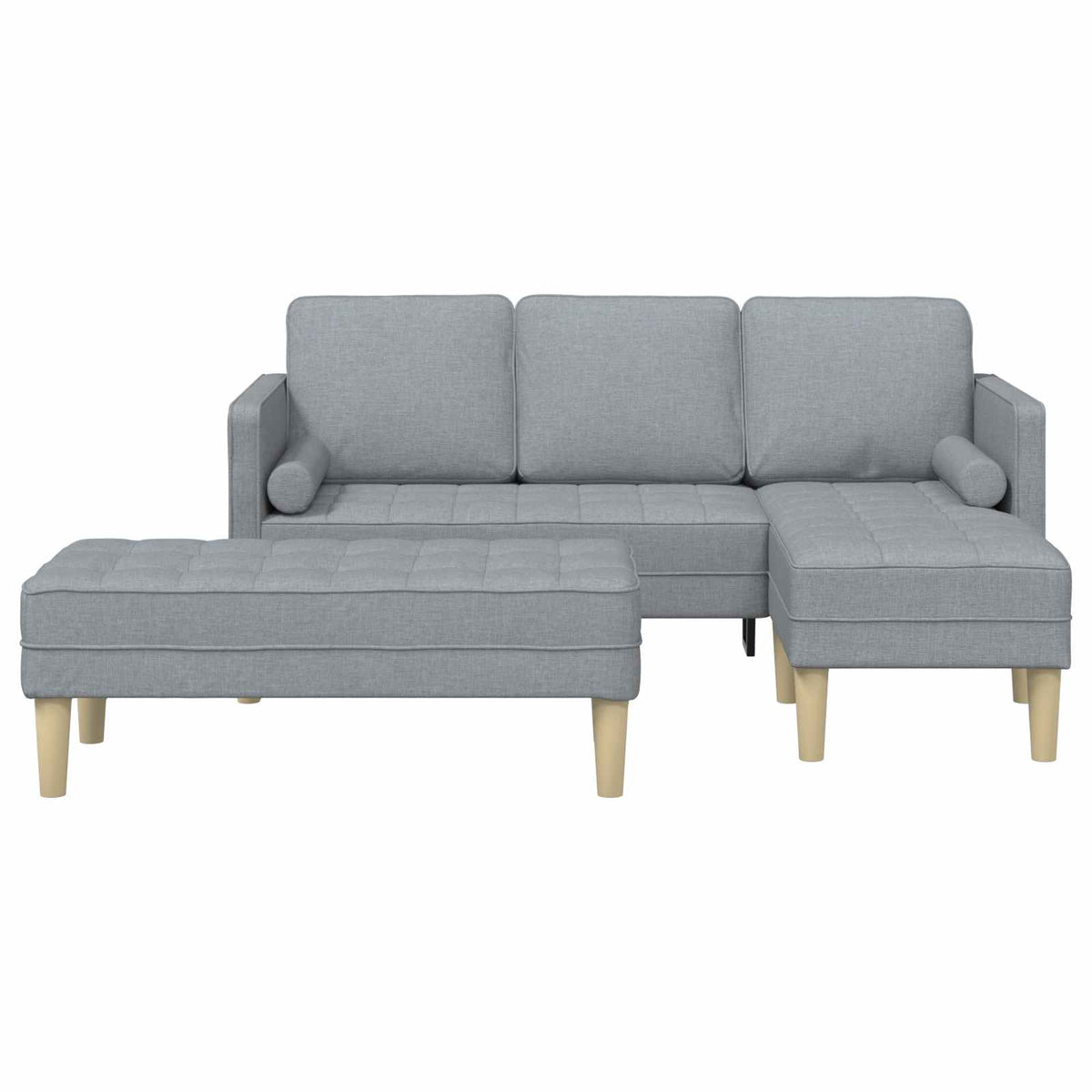Sofa Set with Cushion 2 pcs Light Grey Polyester
