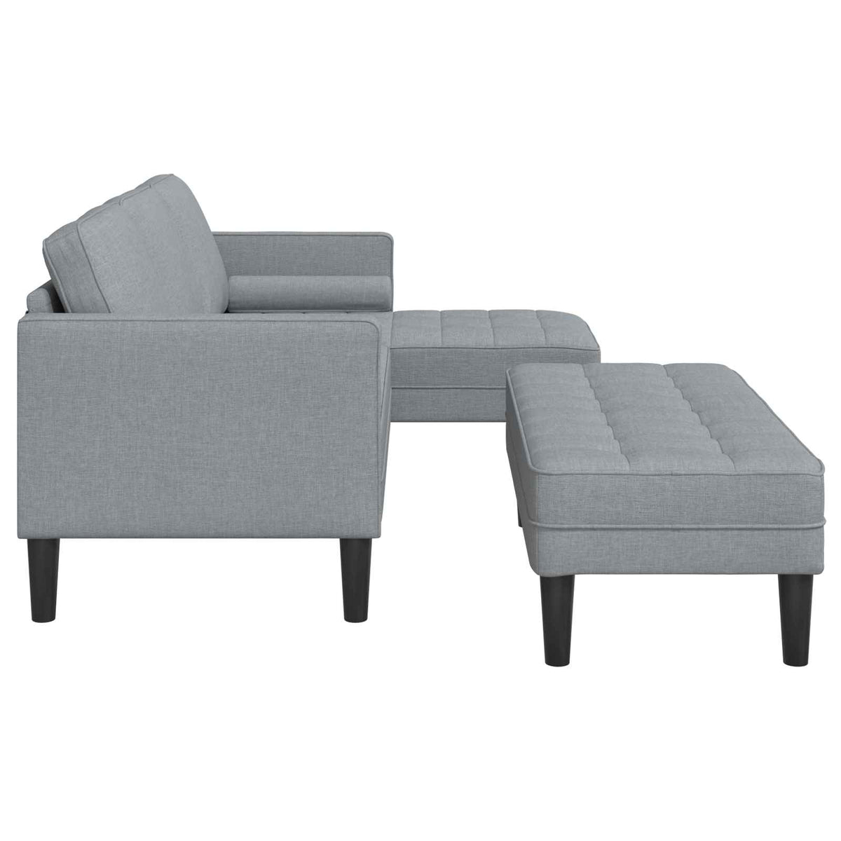 Sofa Set with Cushion 2 pcs Light Grey Polyester