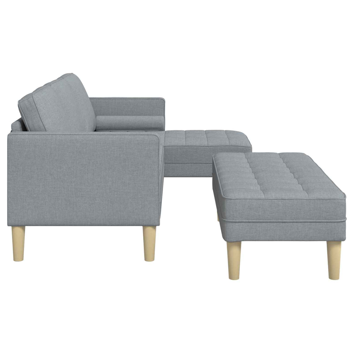 Sofa Set with Cushion 2 pcs Light Grey Polyester