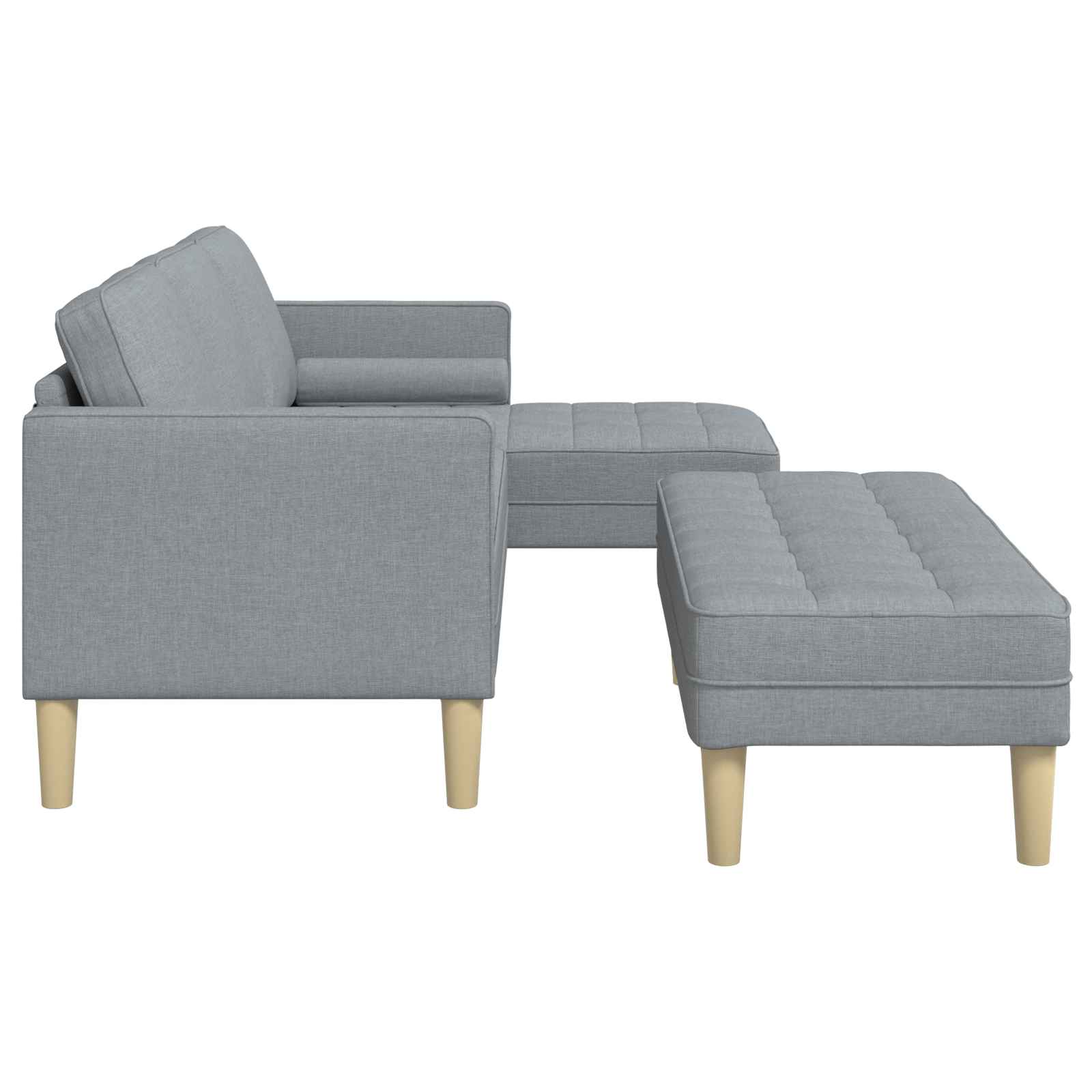 Sofa Set with Cushion 2 pcs Light Grey Polyester
