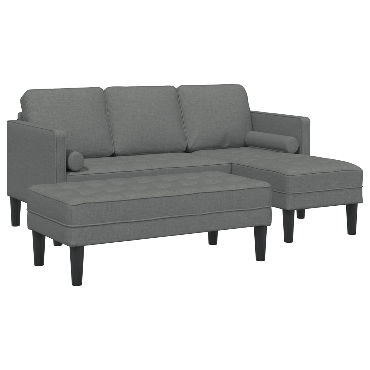 Sofa Set with Cushion 2 pcs Dark Grey Polyester