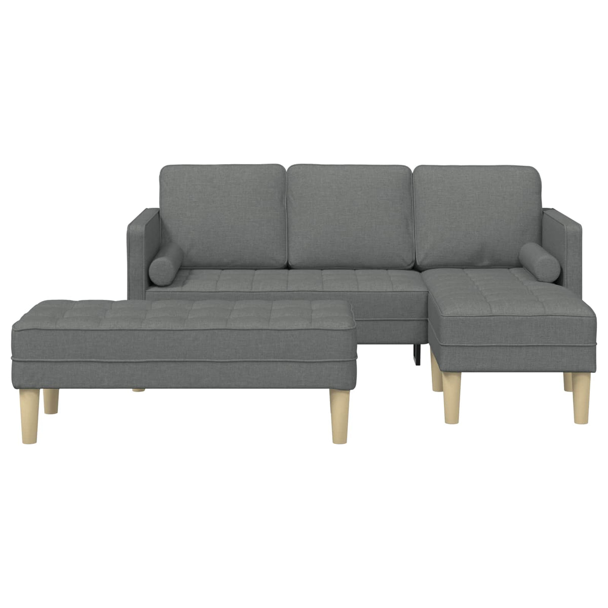 Sofa Set with Cushion 2 pcs Dark Grey Polyester