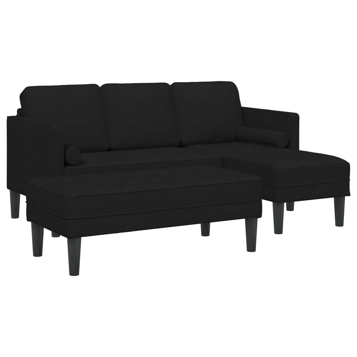 Sofa Set with Cushion 2 pcs Black Polyester