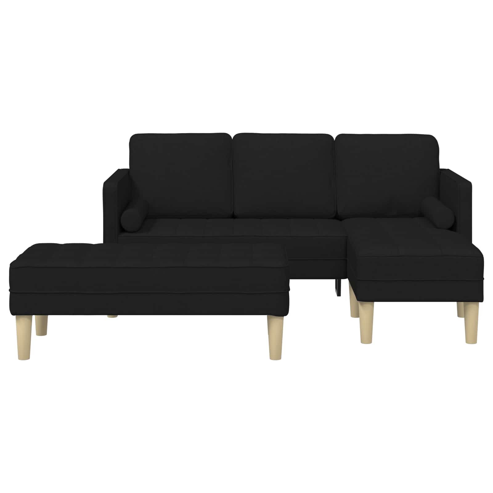 Sofa Set with Cushion 2 pcs Black Polyester