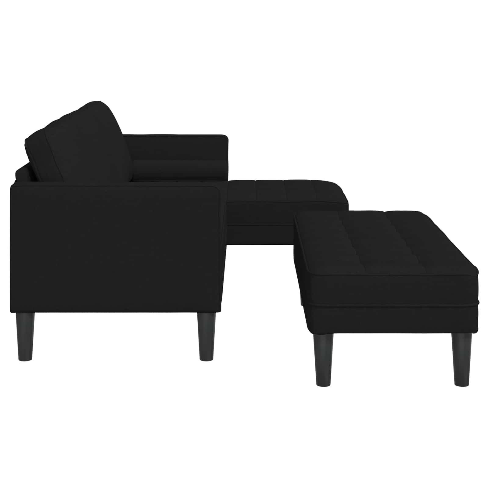 Sofa Set with Cushion 2 pcs Black Polyester