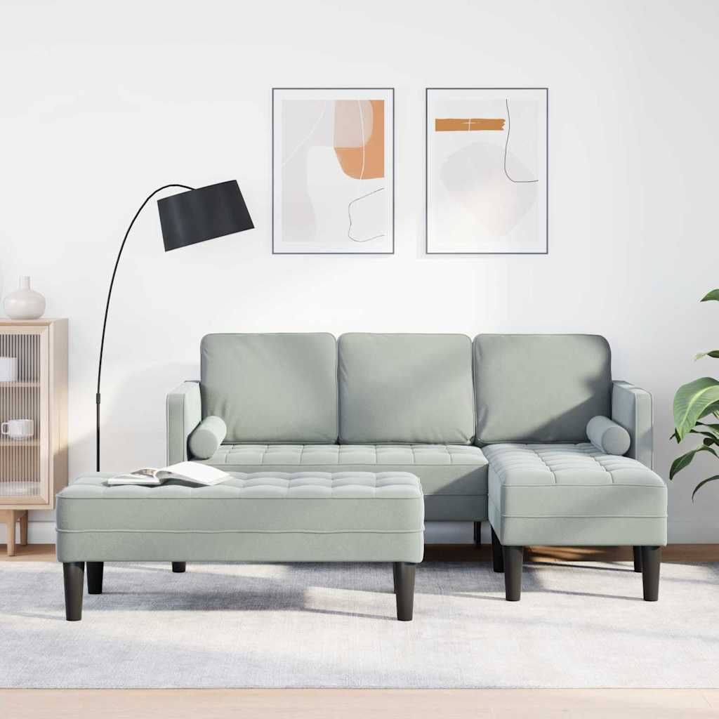 Sofa Set 2 pcs Light grey 173 x 131 x 67 cm Velvet