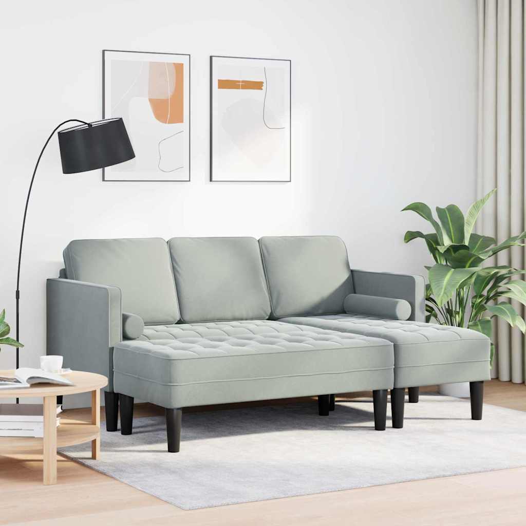 Sofa Set 2 pcs Light grey 173 x 131 x 67 cm Velvet