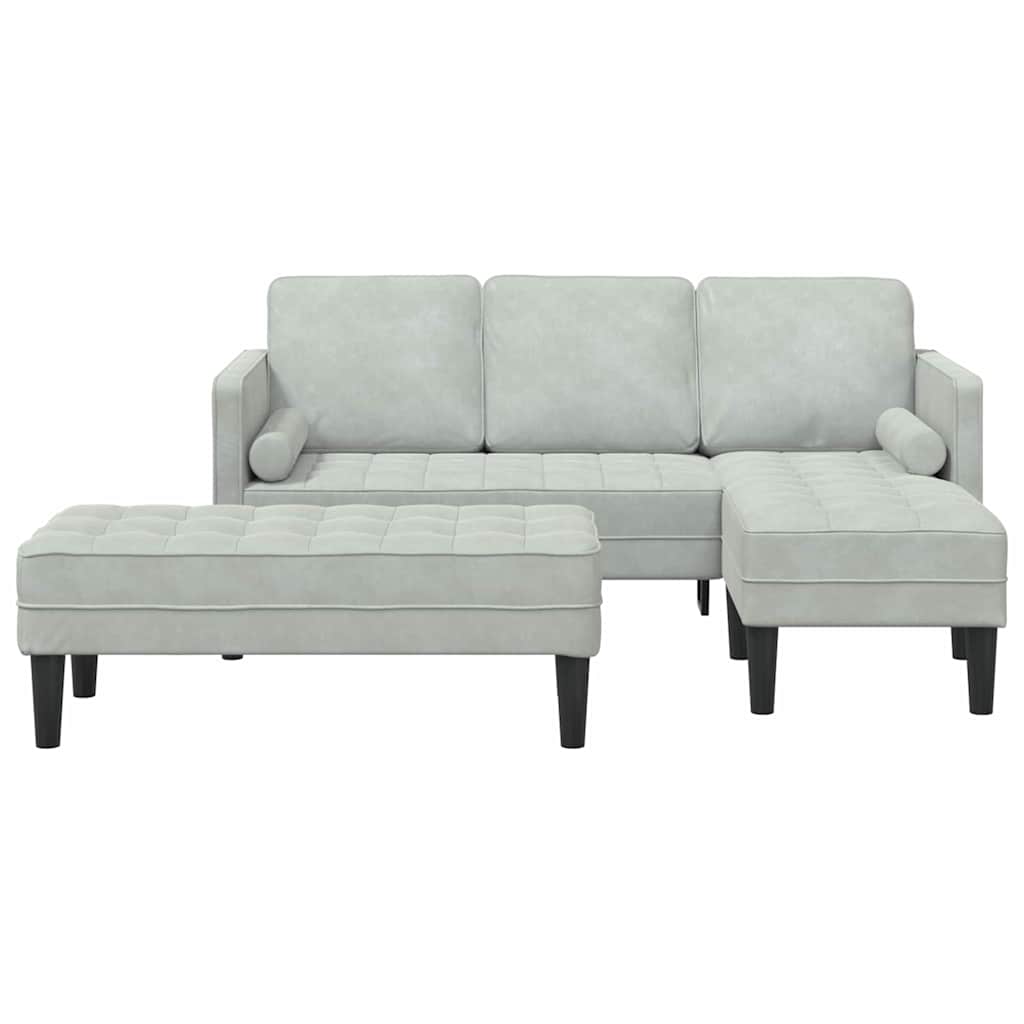 Sofa Set 2 pcs Light grey 173 x 131 x 67 cm Velvet