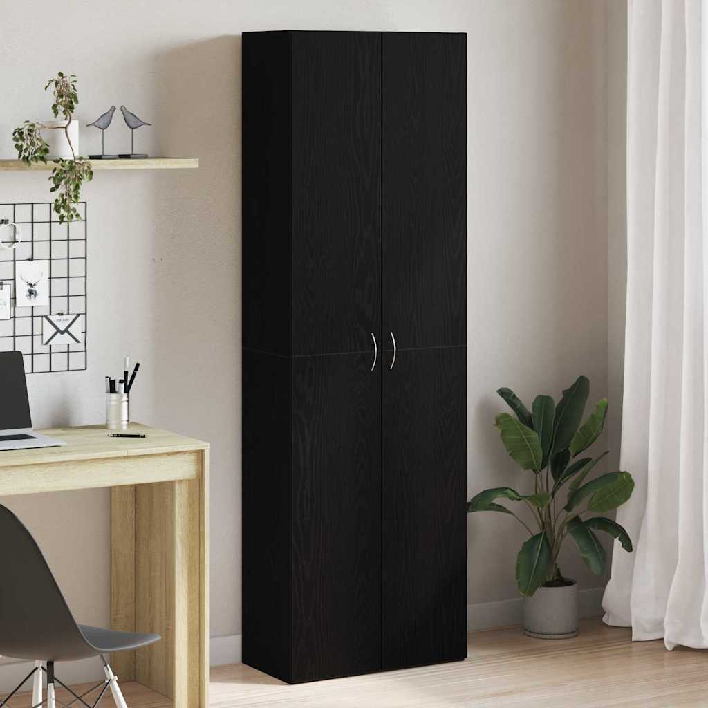 Office Cabinet Black Oak 60 x 32 x 190 cm Engineered Wood
