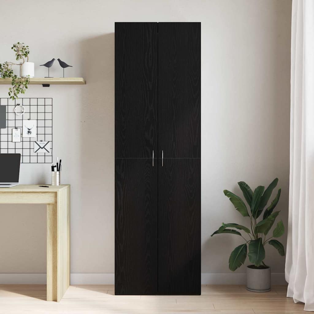 Office Cabinet Black Oak 60 x 32 x 190 cm Engineered Wood