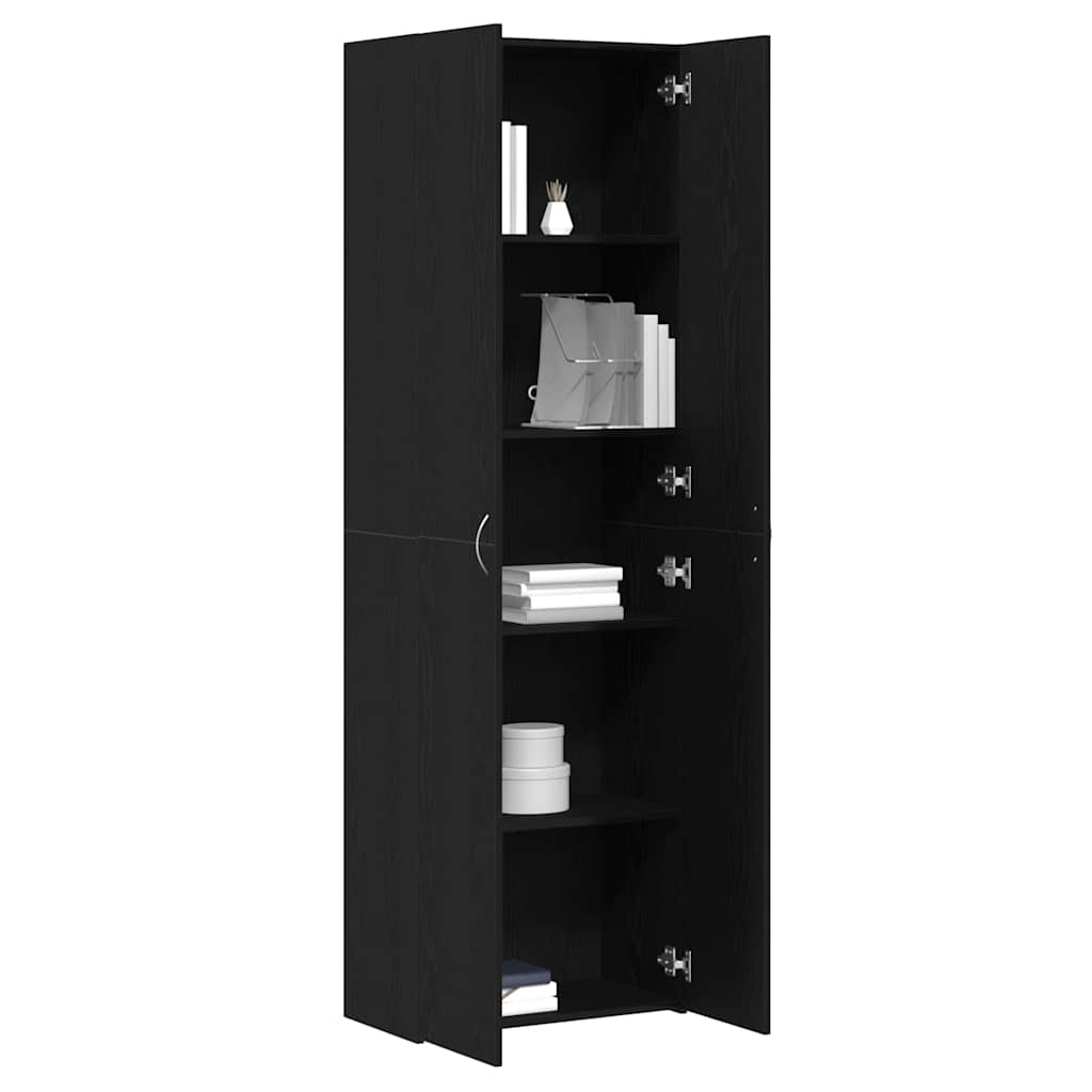 Office Cabinet Black Oak 60 x 32 x 190 cm Engineered Wood