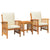 Garden Sofa Set with Cushion 3 pcs Brown Solid acacia wood