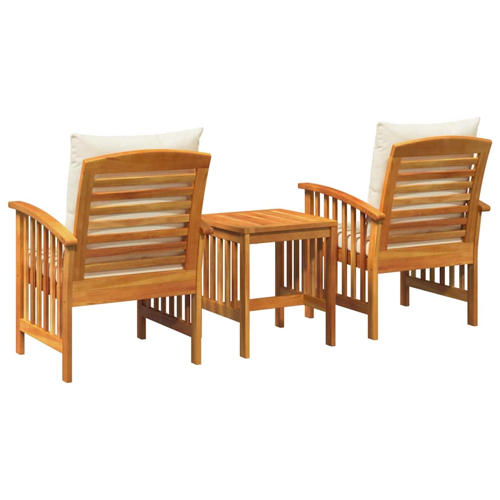 Garden Sofa Set with Cushion 3 pcs Brown Solid acacia wood