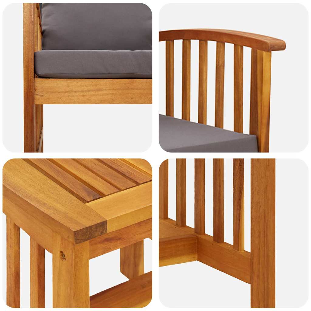 Garden Sofa Set with Cushion 3 pcs Brown Solid acacia wood