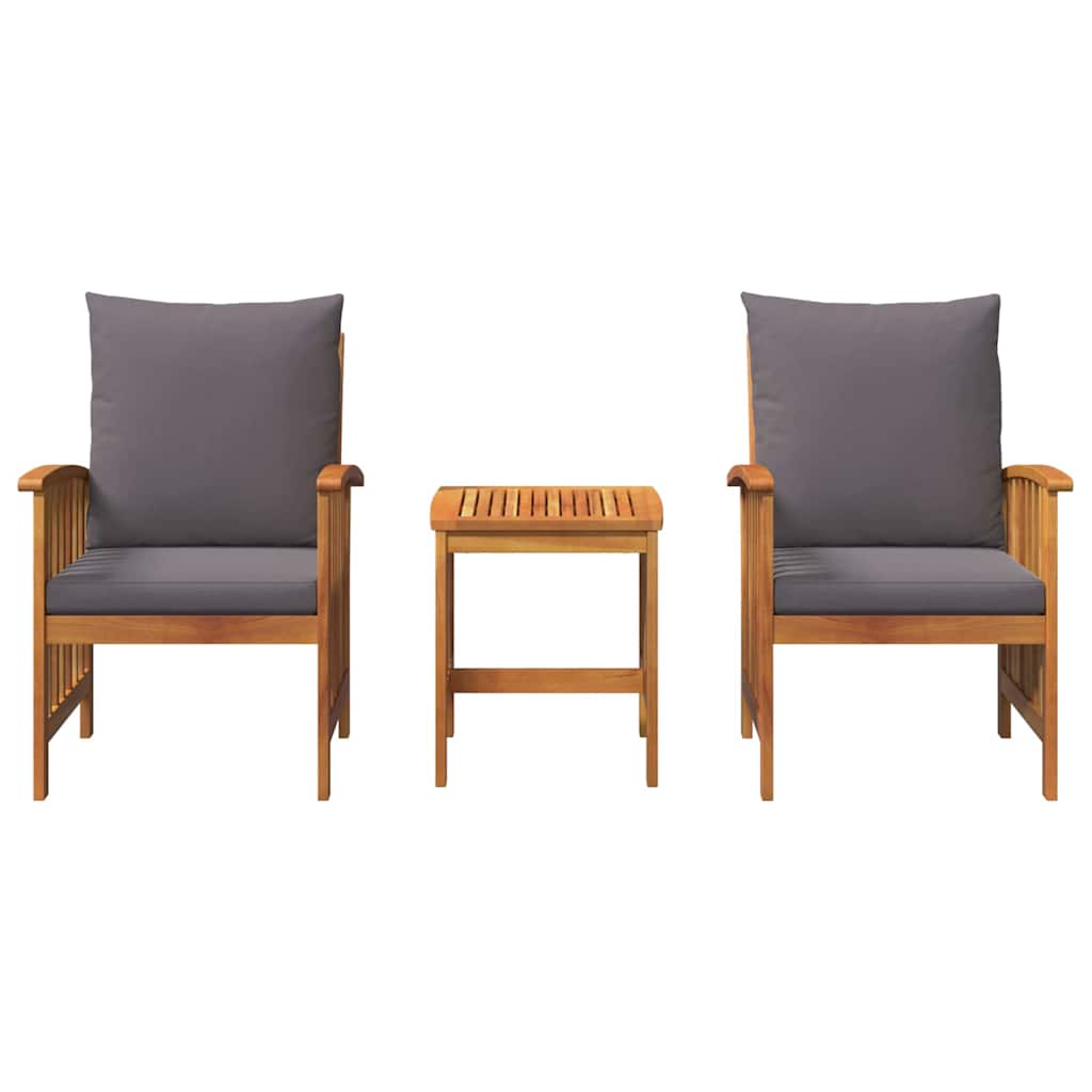 Garden Sofa Set with Cushion 3 pcs Brown Solid acacia wood