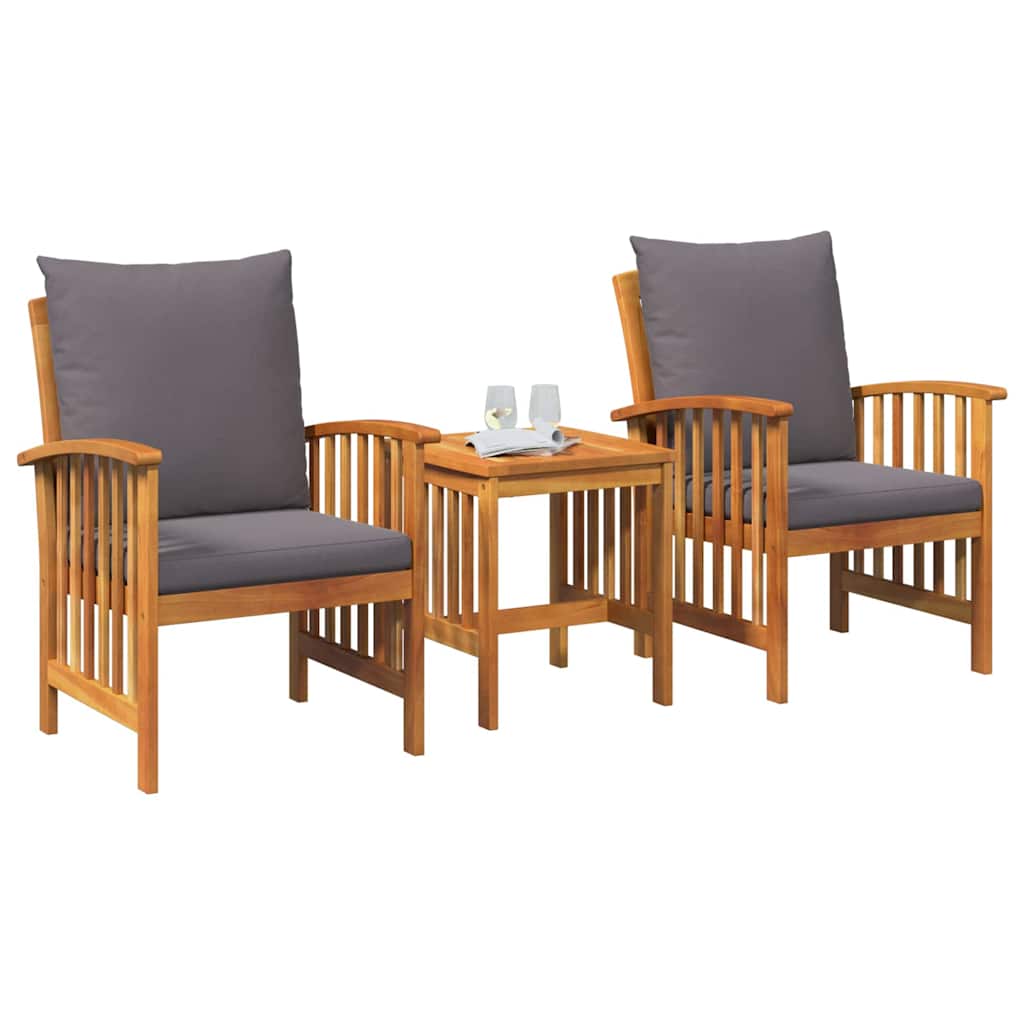Garden Sofa Set with Cushion 3 pcs Brown Solid acacia wood