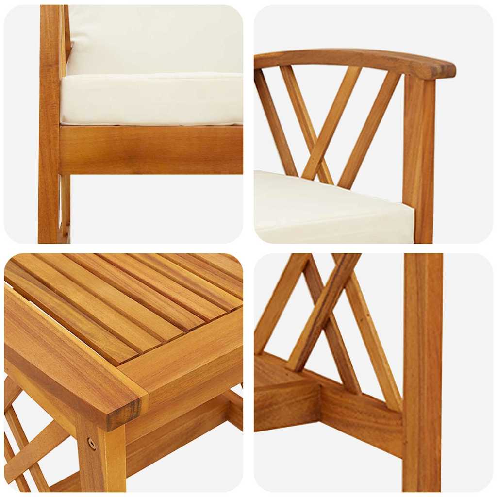 Garden Sofa Set with Cushion 3 pcs Brown Solid acacia wood