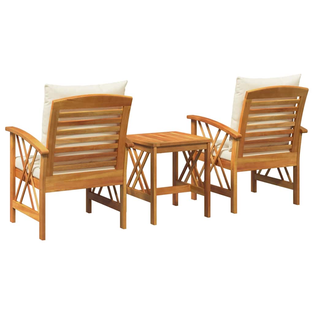 Garden Sofa Set with Cushion 3 pcs Brown Solid acacia wood