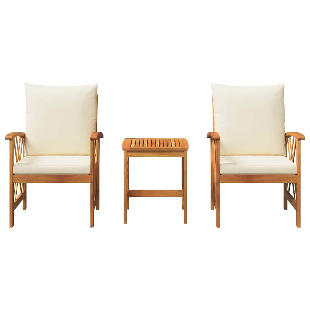 Garden Sofa Set with Cushion 3 pcs Brown Solid acacia wood