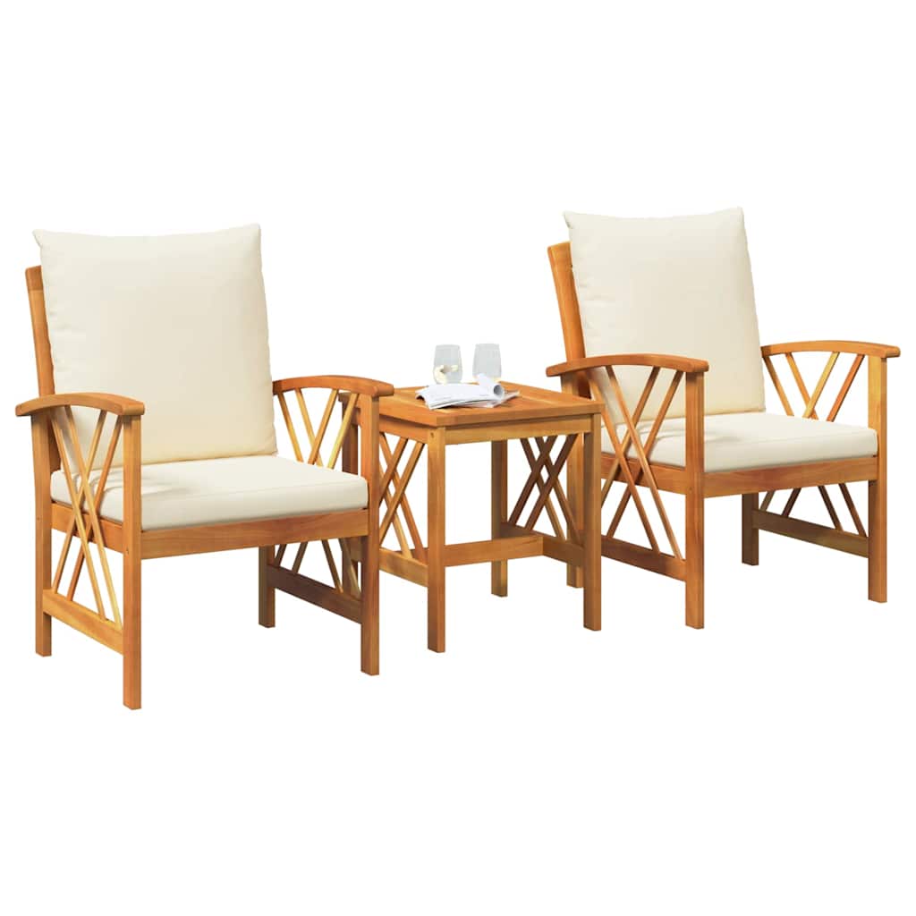 Garden Sofa Set with Cushion 3 pcs Brown Solid acacia wood