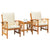 Garden Sofa Set with Cushion 3 pcs Brown Solid acacia wood