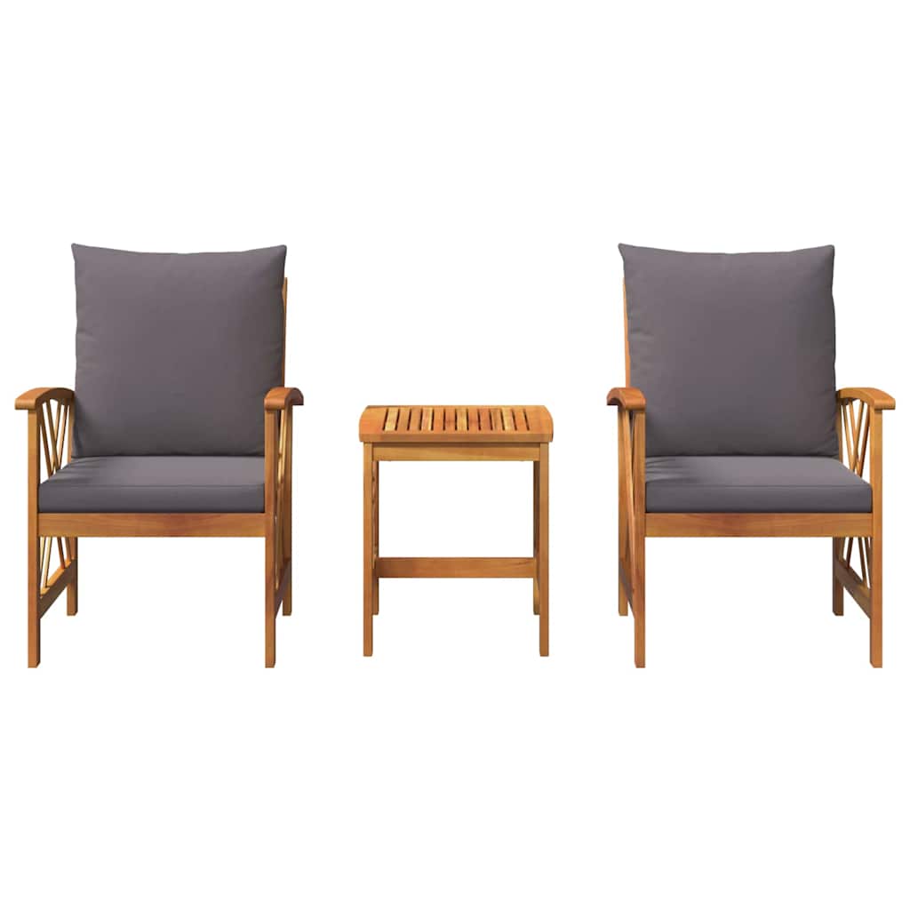 Garden Sofa Set with Cushion 3 pcs Brown Solid acacia wood