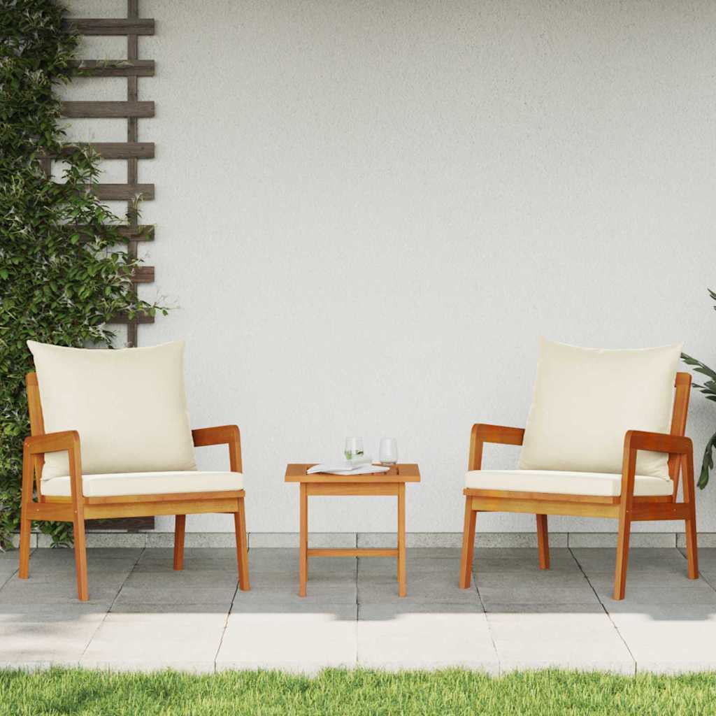 Bistro Set with Cushion 3 pcs Brown Solid Acacia Wood