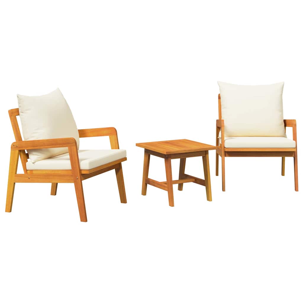 Bistro Set with Cushion 3 pcs Brown Solid Acacia Wood