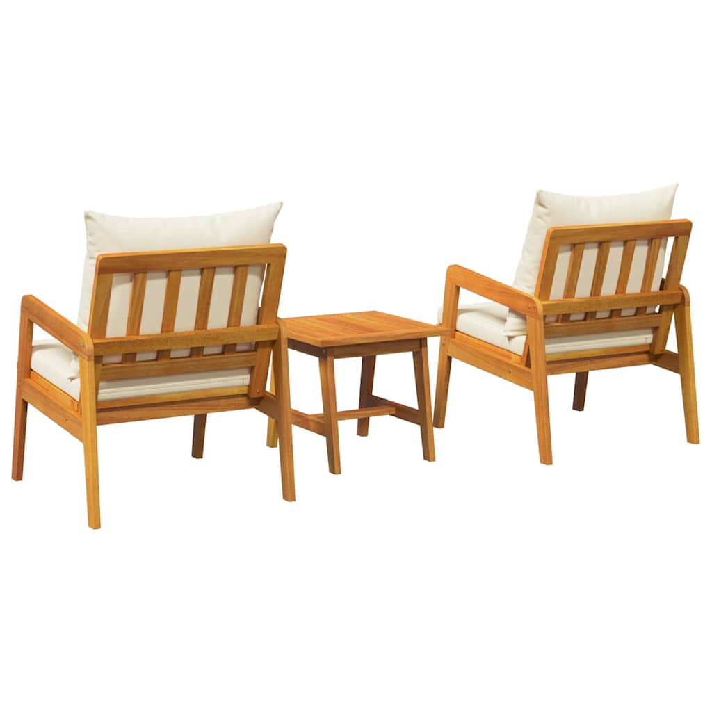 Bistro Set with Cushion 3 pcs Brown Solid Acacia Wood