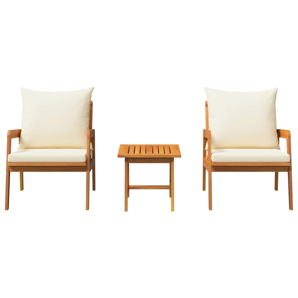 Bistro Set with Cushion 3 pcs Brown Solid Acacia Wood