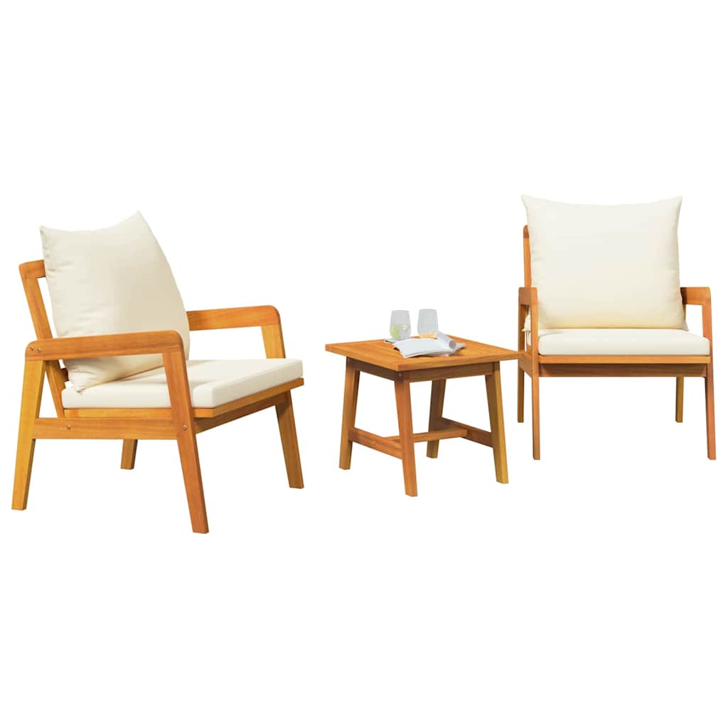 Bistro Set with Cushion 3 pcs Brown Solid Acacia Wood