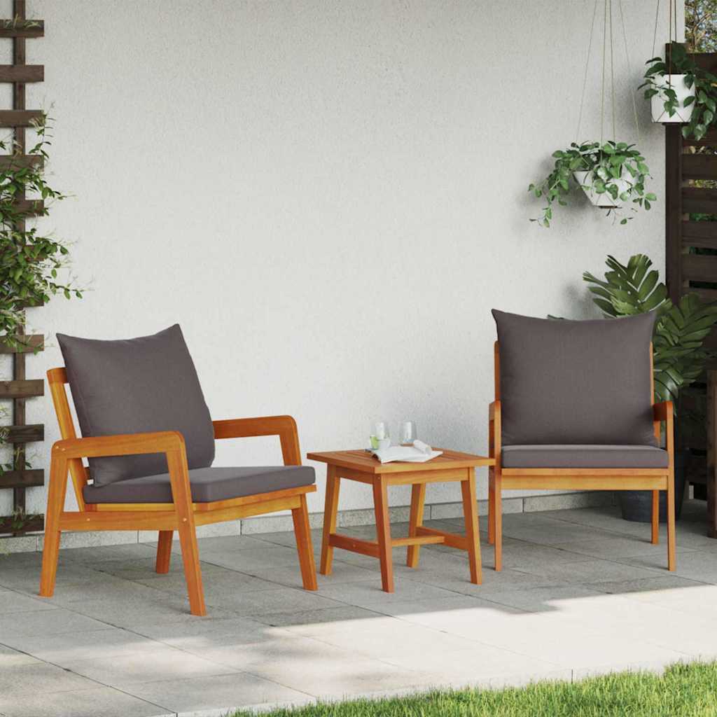 Garden Chair with Cushion 2 pcs Oil Natural Solid Acacia Wood