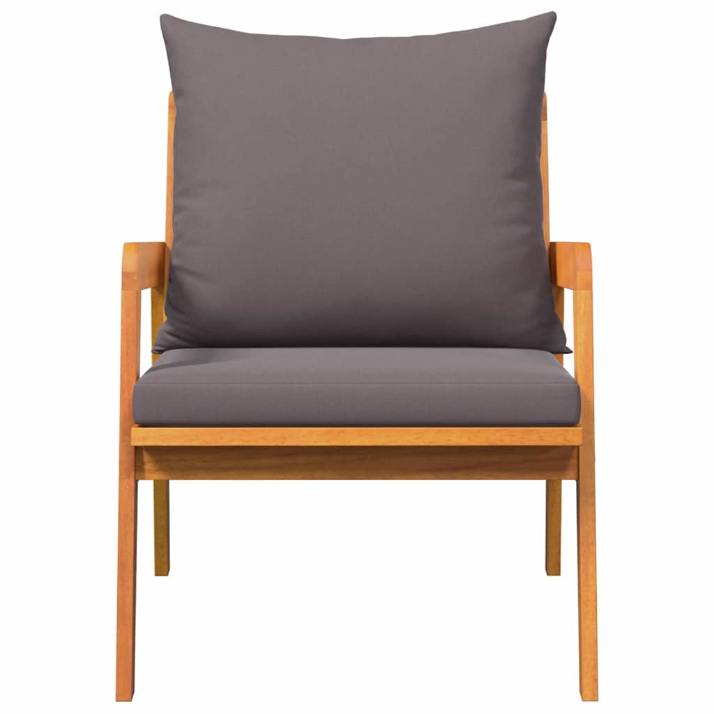 Garden Chair with Cushion 2 pcs Oil Natural Solid Acacia Wood