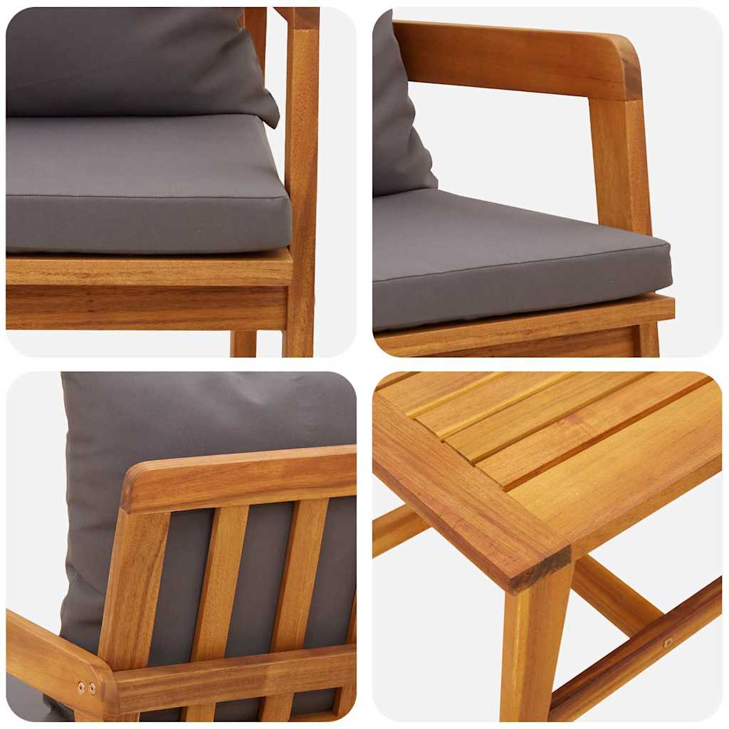 Bistro Set with Cushion 3 pcs Brown Solid Acacia Wood