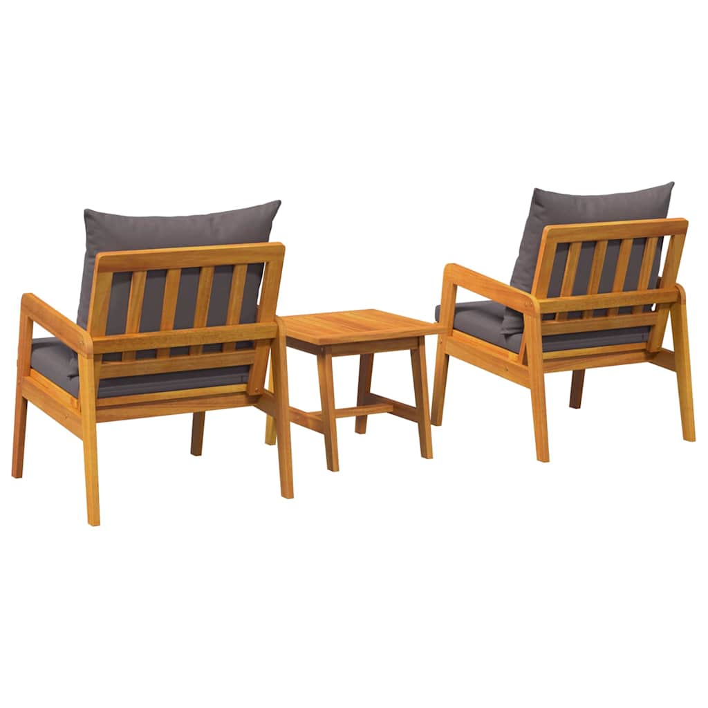 Bistro Set with Cushion 3 pcs Brown Solid Acacia Wood